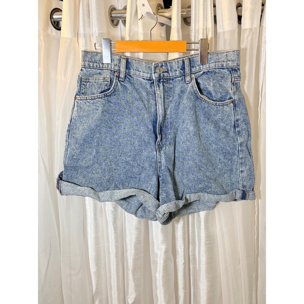 Ardene Mom Shorts Womens 11 Blue Acid Wash High Rise Cuffed Denim